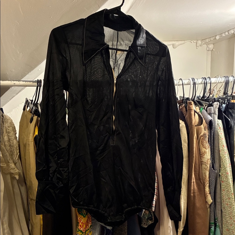Vintage Black Sheer Long Sleeve onesie